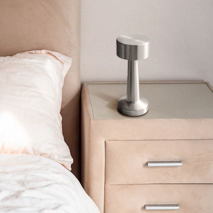 LED puudutusega hämardatav laualamp SIMPLY LED/5V 2700/4000/6500K 800 mAh läikiv kroom
