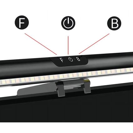 LED Hämardatav puutetundlik monitori valgustus LED/5W/5V 3000/4000/5000/6000K 42 cm must