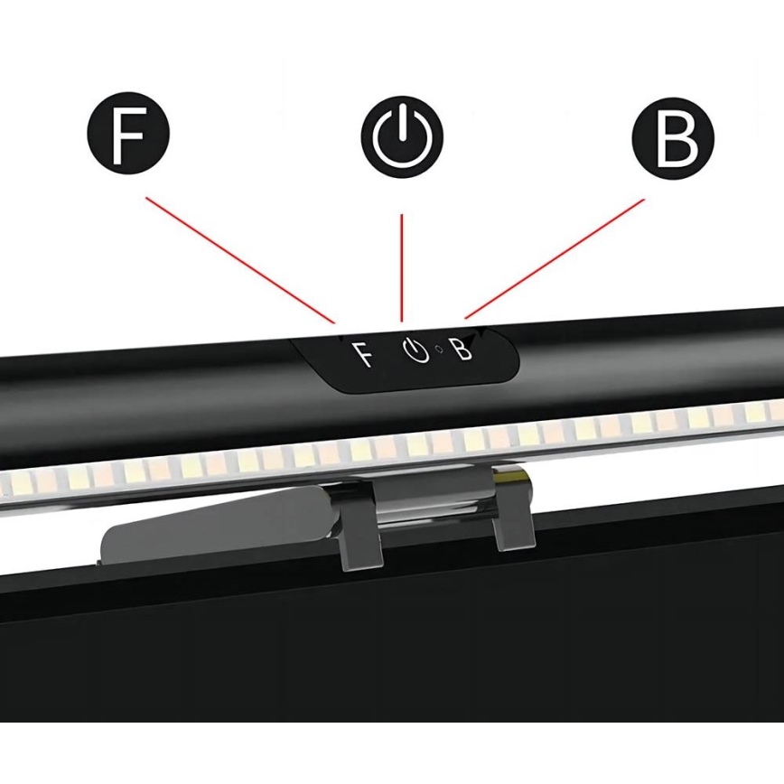 LED Hämardatav puutetundlik monitori valgustus LED/5W/5V 3000/4000/5000/6000K 42 cm must