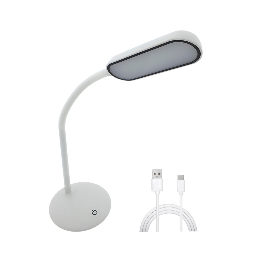 LED Hämardatav puutetundlik paindlik laualamp LED/6W/5V USB 1200 mAh valge