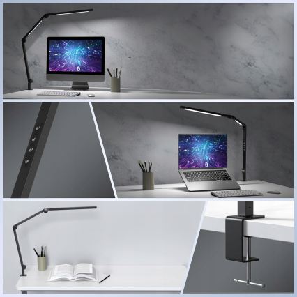 LED hämardatav puutetundlik painduv lauavalgusti klambriga LED/12W/230V 3000/4000/6000K must