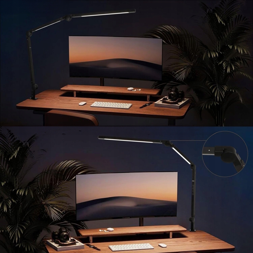LED hämardatav puutetundlik painduv lauavalgusti klambriga LED/12W/230V 3000/4000/6000K must
