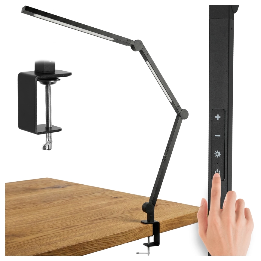 LED hämardatav puutetundlik painduv lauavalgusti klambriga LED/12W/230V 3000/4000/6000K must
