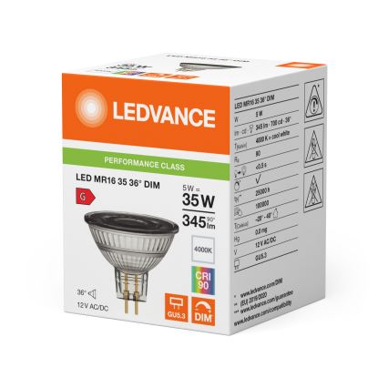 Hämardatav LED-reflektorpirn MR16 GU5,3/5W/12V 4000K 36° CRI 90 - Ledvance
