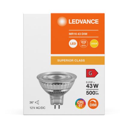 LED Hämardatav reflektoripirn MR16 GU5,3/6,6W/12V 3000K 36° CRI 97 - Ledvance