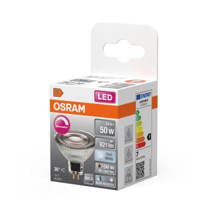 Hämardatav LED-reflektorlamp MR16 GU5,3/6,8W/12V 4000K 36° CRI 90 - Osram