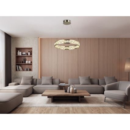 Hämardatav LED-kristall-lühter riputuskaabliga ENRIQUE LED/55W//230V 3000-6000K läbimõõt 80 cm + kaugjuhtimispult
