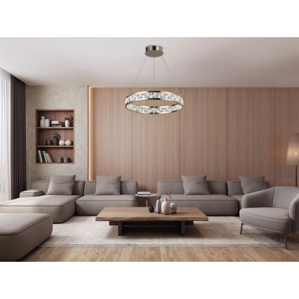 Hämardatav LED-kristall-lühter riputuskaabliga ENRIQUE LED/55W//230V 3000-6000K läbimõõt 80 cm + kaugjuhtimispult