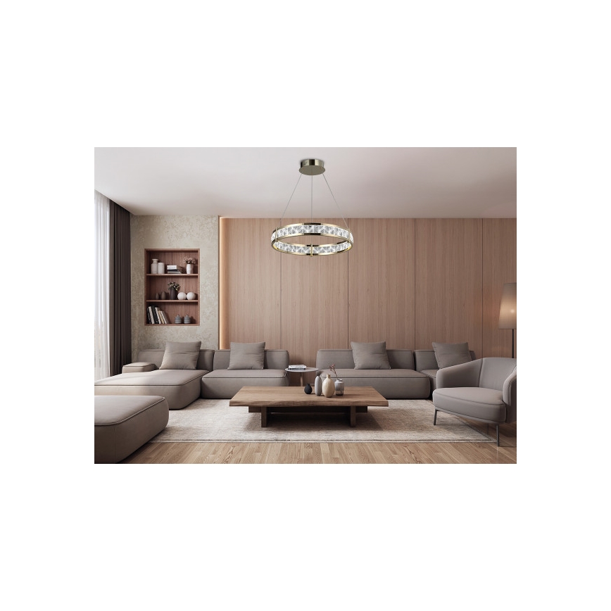 Hämardatav LED-kristall-lühter riputuskaabliga ENRIQUE LED/55W//230V 3000-6000K läbimõõt 80 cm + kaugjuhtimispult