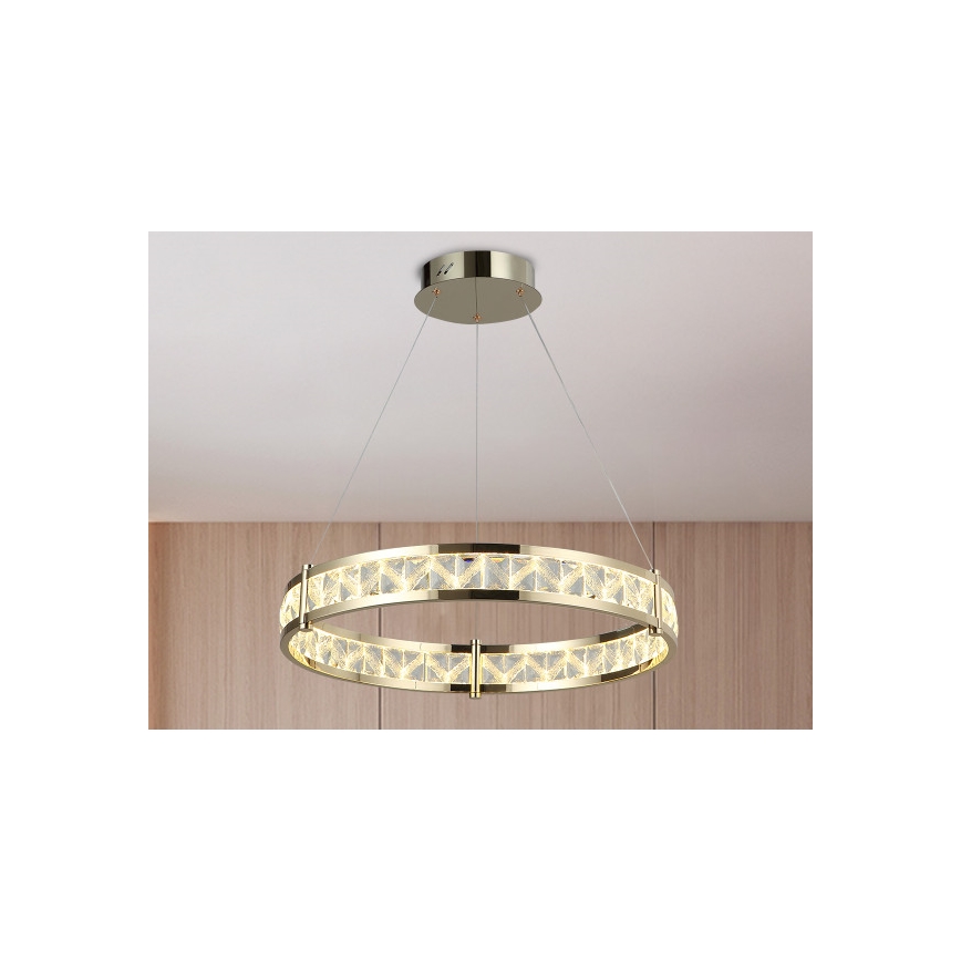 Hämardatav LED-kristall-lühter riputuskaabliga ENRIQUE LED/55W//230V 3000-6000K läbimõõt 80 cm + kaugjuhtimispult