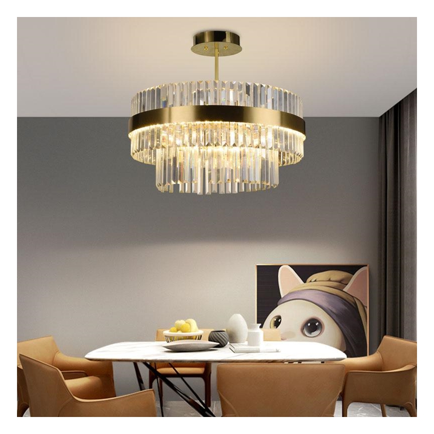 LED Hämardatav kristall-lühter LED/80W/230V 3000-6500K kuldne + kaugjuhtimispult