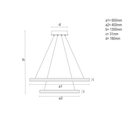 Hämardatav LED-rippvalgusti kaablil LED/90W/230V 3000-6500K läbimõõt 60 cm + kaugjuhtimispult