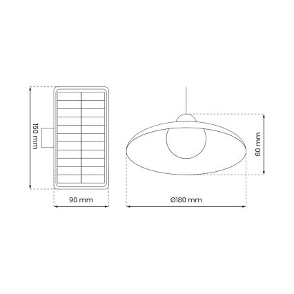 LED Hämardatav rippvalgusti päikesepaneeli ja hämarusanduriga LED/6W/3,7V 800 mAh IP44 + kaugjuhtimispult