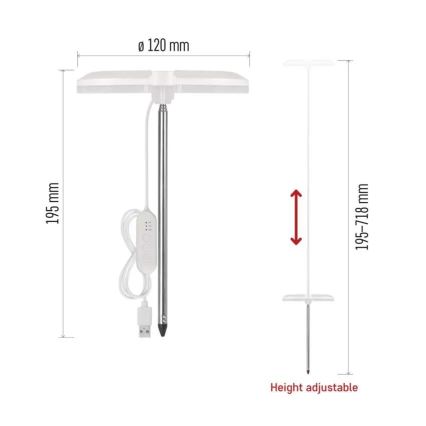 LED-hämardatav siseruumide taimekasvatuslamp GROW LED/8W/5V