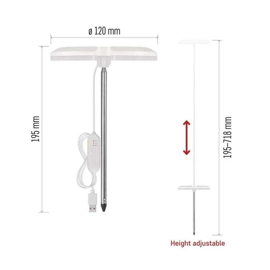 LED-hämardatav siseruumide taimekasvatuslamp GROW LED/8W/5V