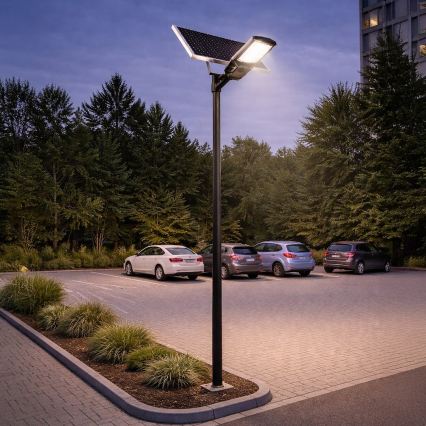 Hämardatav LED-tänavavalgusti anduriga ja päikesepaneeliga KOBRA LED/400W/3,2V 24000 mAh IP65 antratsiit + kaugjuhtimispult