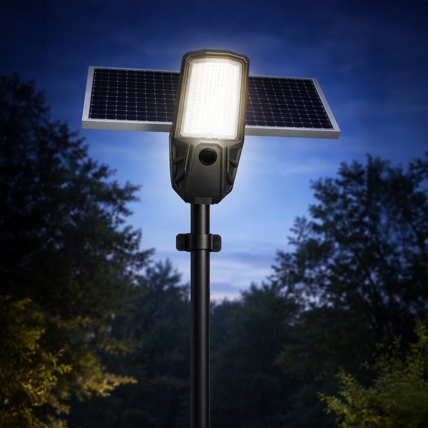 Hämardatav LED-tänavavalgusti anduriga ja päikesepaneeliga KOBRA LED/400W/3,2V 24000 mAh IP65 antratsiit + kaugjuhtimispult