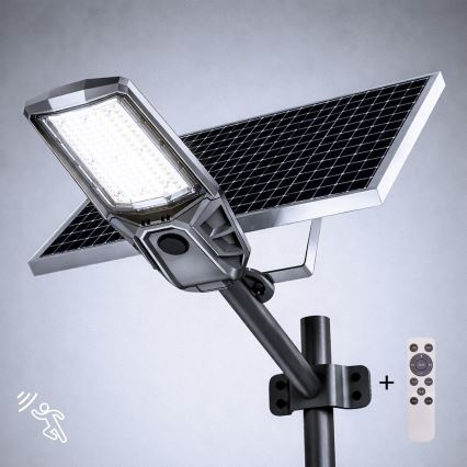 Hämardatav LED-tänavavalgusti anduriga ja päikesepaneeliga KOBRA LED/400W/3,2V 24000 mAh IP65 antratsiit + kaugjuhtimispult