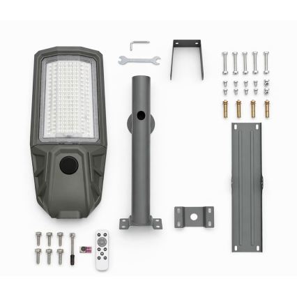 Hämardatav LED-tänavavalgusti anduriga ja päikesepaneeliga KOBRA LED/400W/3,2V 24000 mAh IP65 antratsiit + kaugjuhtimispult