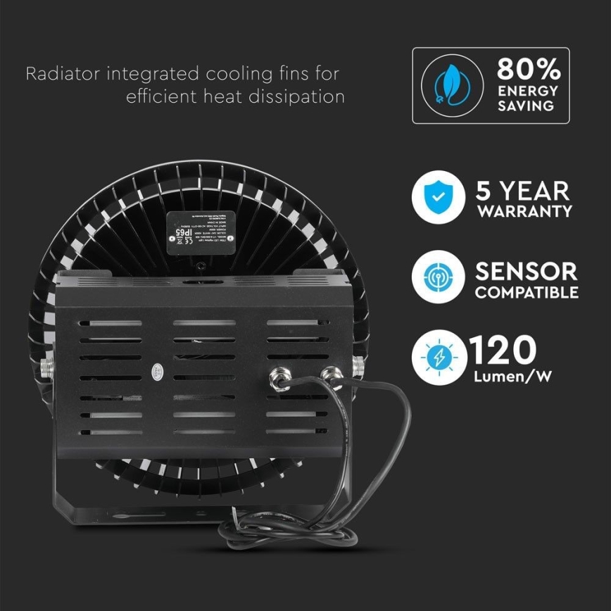 LED Hämardatav tööstuslik valgusti High Bay LED/500W/230V 4000K IP65 must