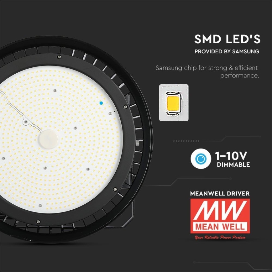 LED Hämardatav tööstuslik valgusti High Bay LED/500W/230V 4000K IP65 must