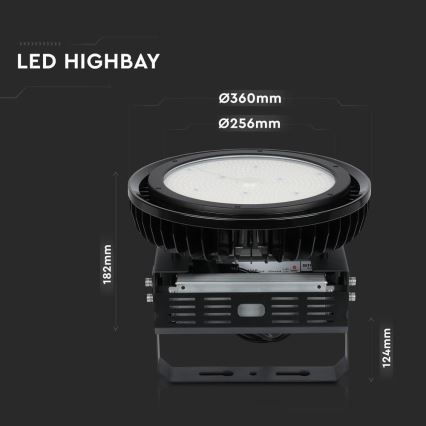 LED Hämardatav tööstuslik valgusti High Bay LED/500W/230V 4000K IP65 must