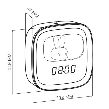 LED Hämardatav väike öölamp koos äratuskellaga BUNNY LED/1,2W/5V 3000K