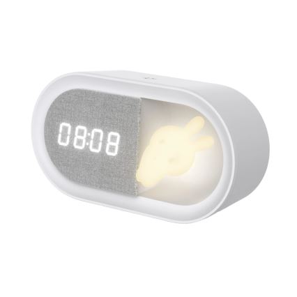 LED Hämardatav väike öölamp koos äratuskellaga BUNNY LED/1,2W/5V 3000K