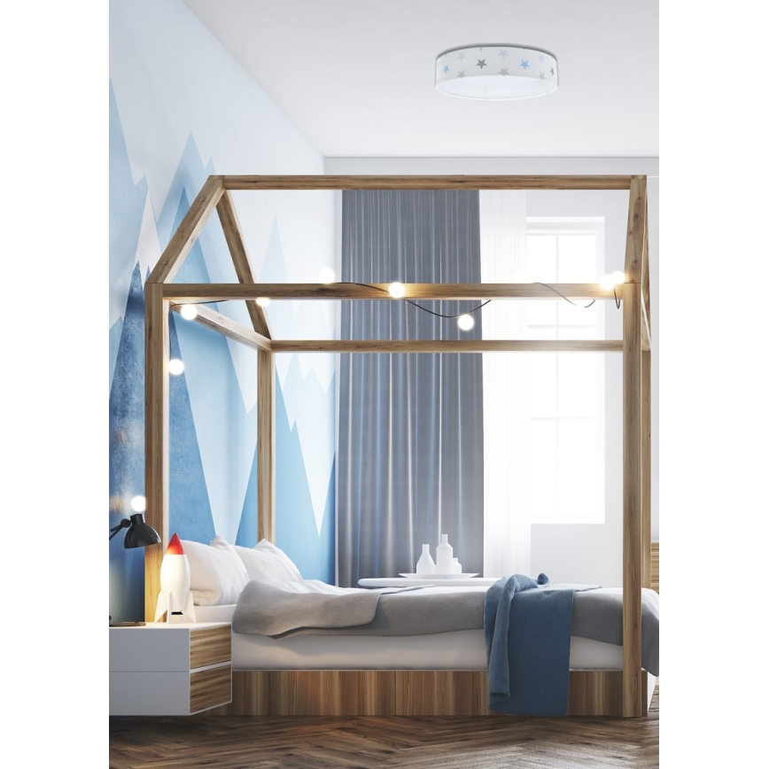 LED Hämardatav laevalgusti lastetuppa SMART GALAXY KIDS LED/24W/230V 3000-6500K tähed valge/hall/sinine + kaugjuhtimispult
