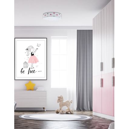 LED Hämardatav laevalgusti lastetuppa SMART GALAXY KIDS LED/24W/230V 3000-6500K tähed valge/roosa/hall + kaugjuhtimispult