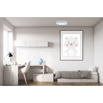 LED Hämardatav laevalgusti lastetuppa SMART GALAXY KIDS LED/24W/230V 3000-6500K täpid valge/must + kaugjuhtimispult