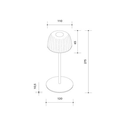 LED Hämardatav väli laetav laualamp VIVIEN LED/3W/5V 2700K 1600 mAh IP54 must