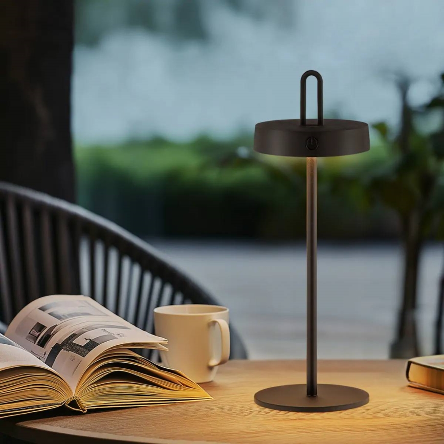 LED Hämardatav välistingimustes kasutatav laetav puutekontrolliga laualamp SHINE LED/1,5W/3,7V 3000 mAh IP44 must