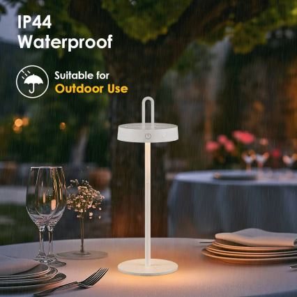 LED hämardatav välistingimustes kasutatav laetav puutetundlik laualamp SHINE LED/1,5W/3,7V 3000 mAh IP44 valge