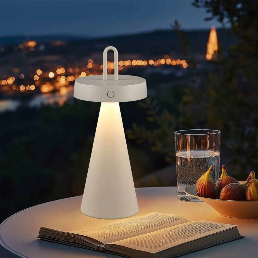 LED-hämardatav, väliseks kasutamiseks mõeldud, laetav, puutejuhtimisega laualamp HALO LED/1,5W/3,7V 3000 mAh IP44 hall
