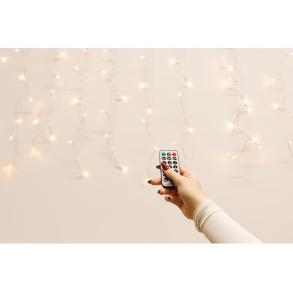 LED hämardatav välikardin CURTAIN 360xLED/8,4W/230V 2x2 m IP44 soe valge + kaugjuhtimispult