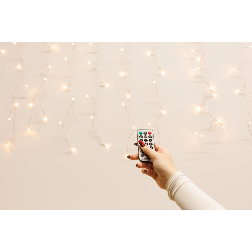 LED hämardatav välikardin CURTAIN 360xLED/8,4W/230V 2x2 m IP44 soe valge + kaugjuhtimispult