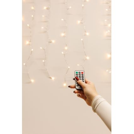 LED hämardatav välikardin CURTAIN 360xLED/8,4W/230V 2x2 m IP44 soe valge + kaugjuhtimispult
