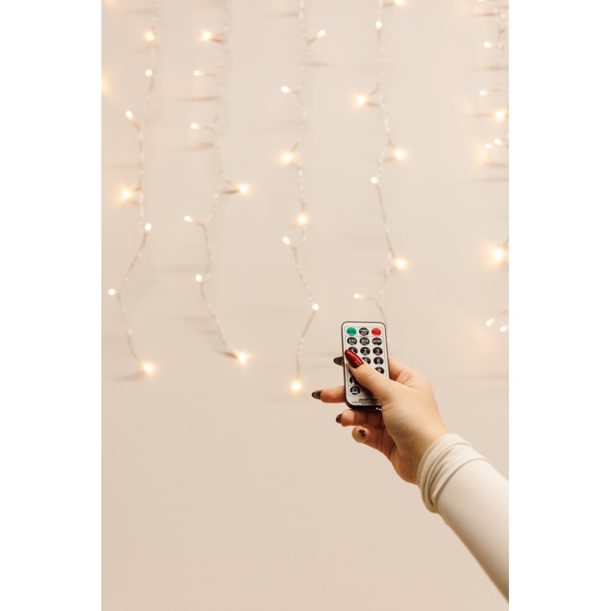 LED hämardatav välikardin CURTAIN 360xLED/8,4W/230V 2x2 m IP44 soe valge + kaugjuhtimispult