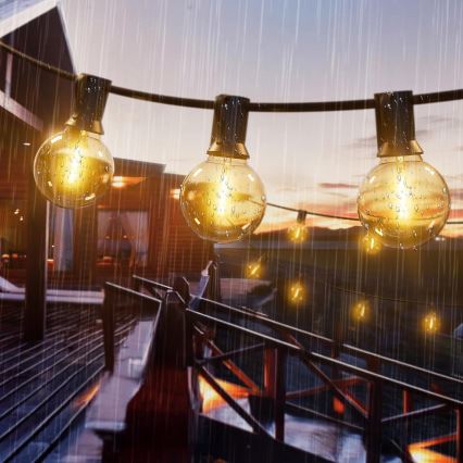 Hämardatav LED-dekoratiivne välisvalgustuse valguskett 25xE12/1W/24/230V 17,5 m IP65 must + kaugjuhtimispult