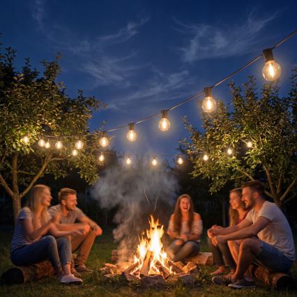 LED hämardatav väljas kasutatav dekoratiivne valguskett 36xE12/1W/24/230V 22,35 m IP65 must + kaugjuhtimispult