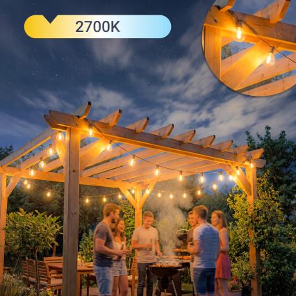 LED hämardatav väljas kasutatav dekoratiivne valguskett 36xE12/1W/24/230V 22,35 m IP65 must + kaugjuhtimispult
