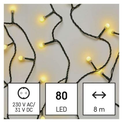 LED jõulukaabel 80xLED/230V/8 funktsiooni 13m IP44 soe valge