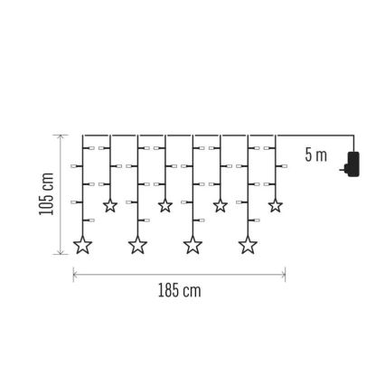 LED jõulukardin 115xLED/1,35W 6,85x1,05 m soe valge