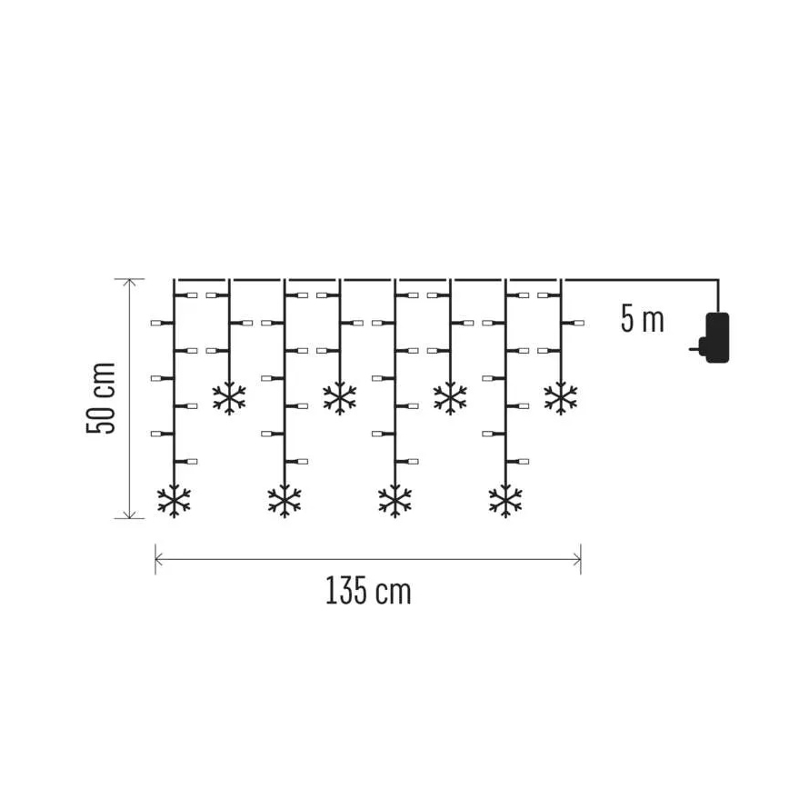 LED jõulukardin 60xLED/1,35W 635x50 cm külmvalge