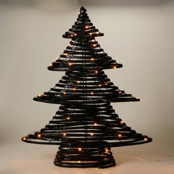 LED jõulukaunistus 60xLED/3xAA 60 cm soe valge kuusekuju/must