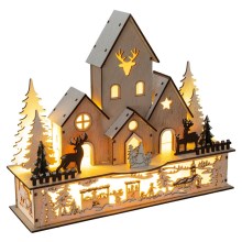 LED Jõulukaunistus LED/2xAA küla, puit