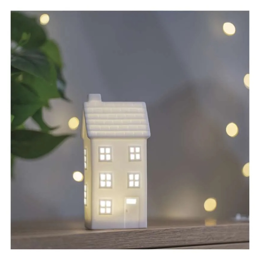 LED-jõulukaunistus — majake, töötab CR2032-patareiga