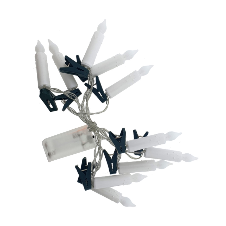 LED jõulukaunistuste rida 10xLED/2xAA 1,65 m soe valge küünlad