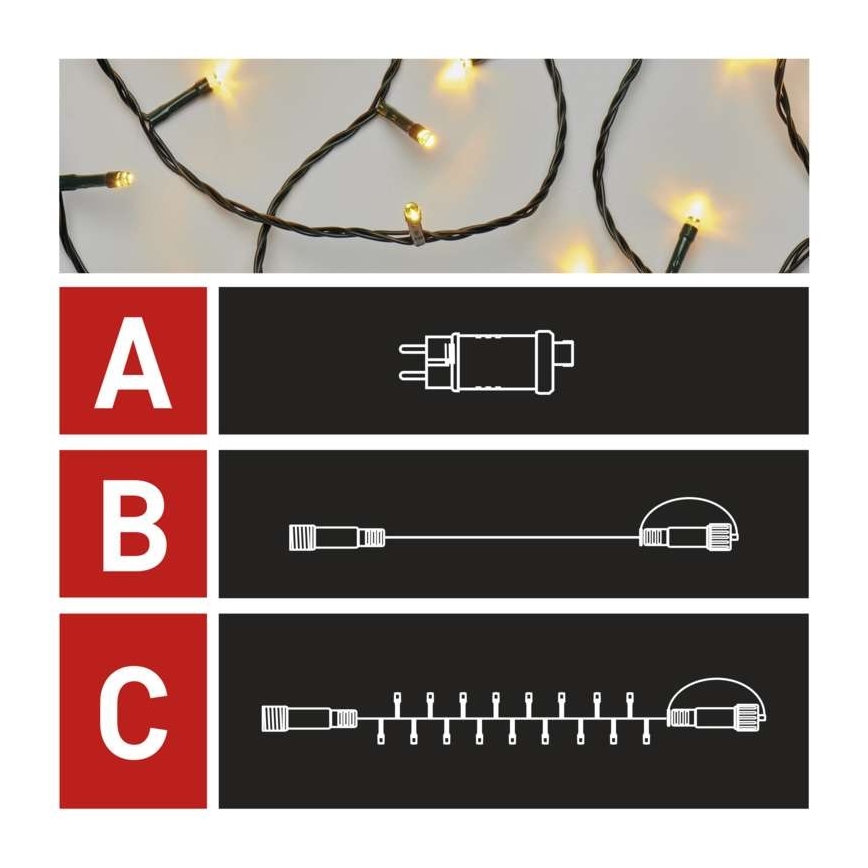 LED jõulukett 100xLED/15m IP44 soe valge